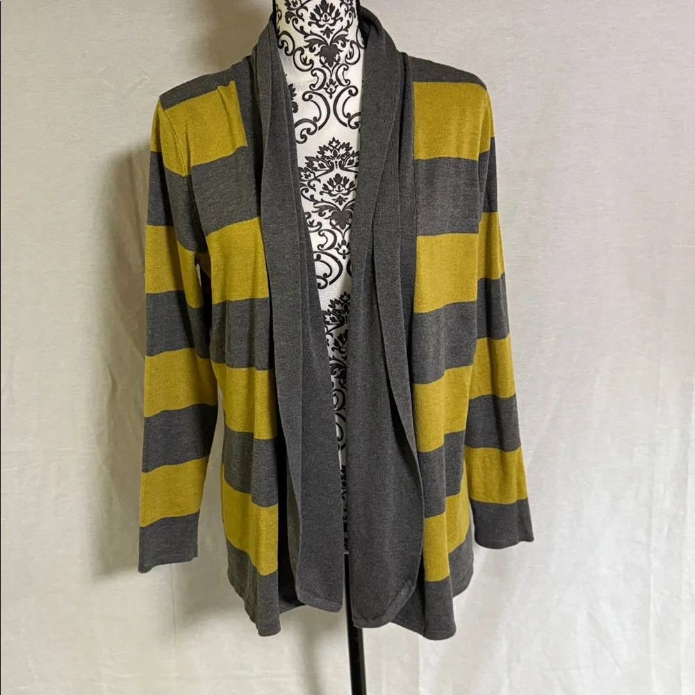 Neiman Marcus Yellow and Gray Rayon open front Cardigan Butter Soft EUC Medium